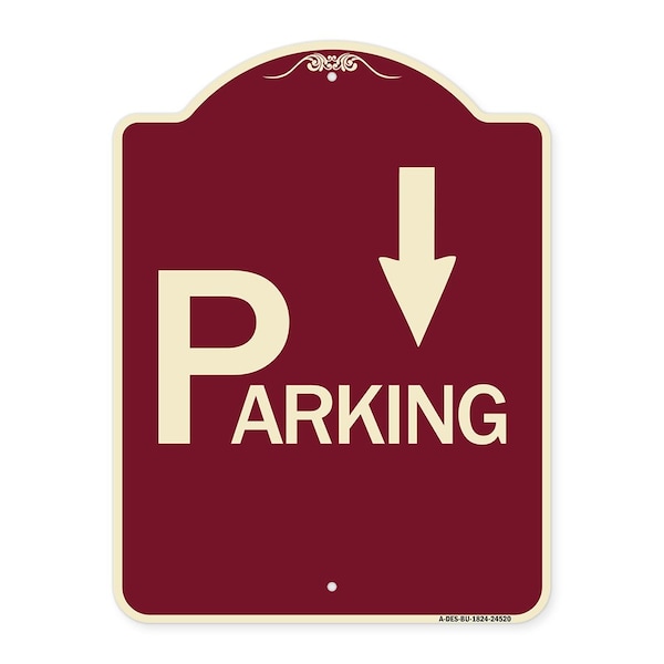 Parking with Arrow Pointing Down Heavy-Gauge Aluminum Architectural Sign, 24" x 18", BU-1824-24520